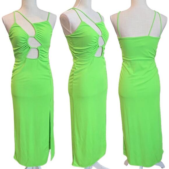 H&M Strappy High Slit Neon Bodycon Dress Sz XS NWT - Picture 1 of 4